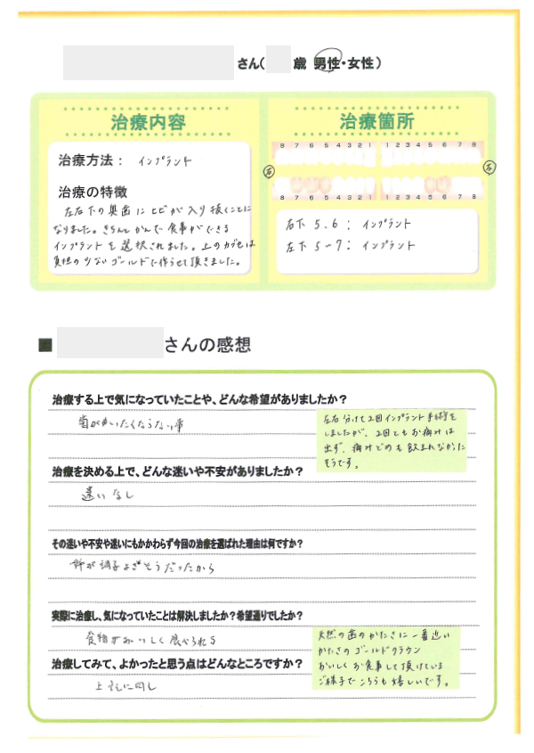 インプラント治療_60代・男性　2